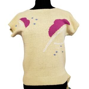 Vintage Silk Blend Butterstick Yellow Knit Sweater with Side Tie by Irka M